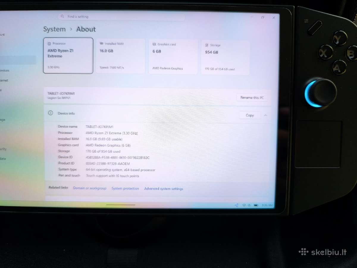 Lenovo Legion Go 8apu1 Z1 Extreme 1tb Garantija - nuotraukos Nr. 8