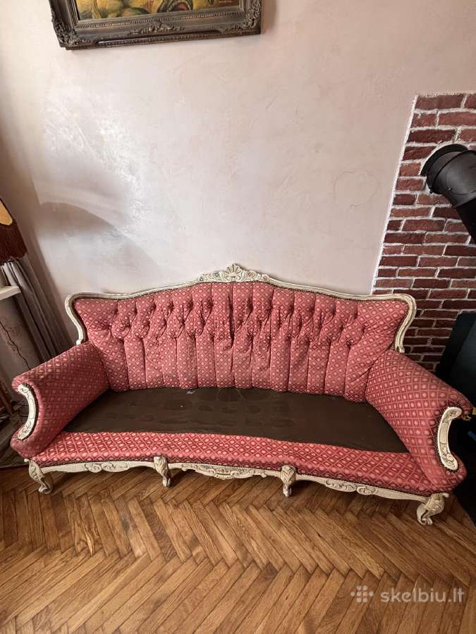 Vintažinis rokoko stiliaus minkštų baldų komplekta - nuotraukos Nr. 3