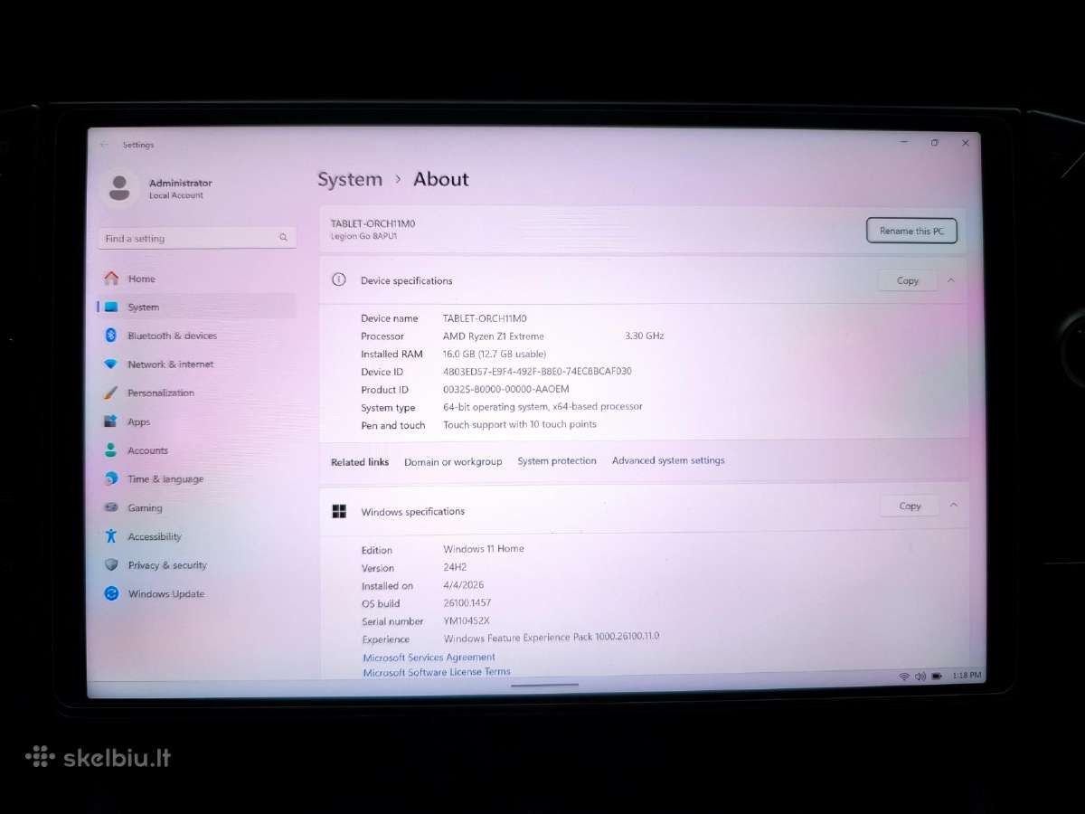 Lenovo Legion Go 8apu1 Z1 Extreme 512gb Garantija - nuotraukos Nr. 5