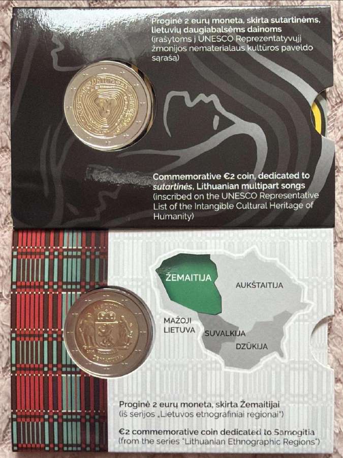 2 eur. monetos Bu kortelėse vienodais numeriais - nuotraukos Nr. 2