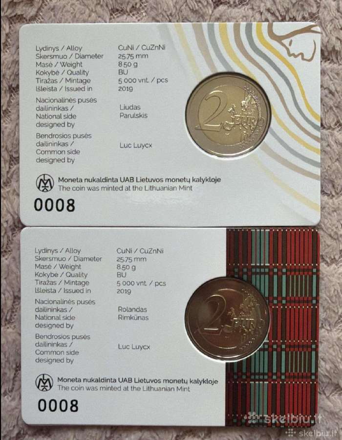 2 eur. monetos Bu kortelėse vienodais numeriais - nuotraukos Nr. 3