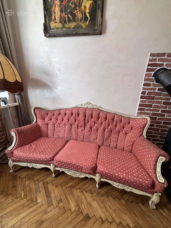 Vintažinis rokoko stiliaus minkštų baldų komplekta - nuotraukos Nr. 11