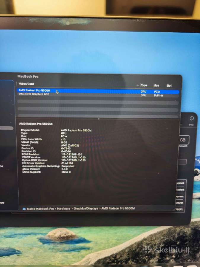 MacBook Pro 2019 16" 32 GB RAM 512 SSD i7 - nuotraukos Nr. 8