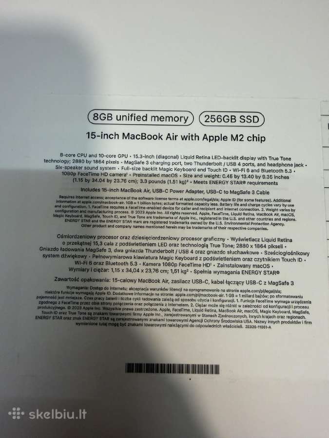 MacBook Air 15 M2 256gb - nuotraukos Nr. 6