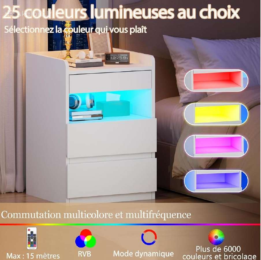 Naktiniai staliukai Bewishome su apšvietimu 2 vnt - nuotraukos Nr. 6