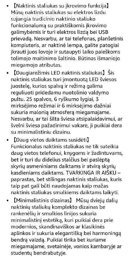 Naktiniai staliukai Bewishome su apšvietimu 2 vnt - nuotraukos Nr. 7