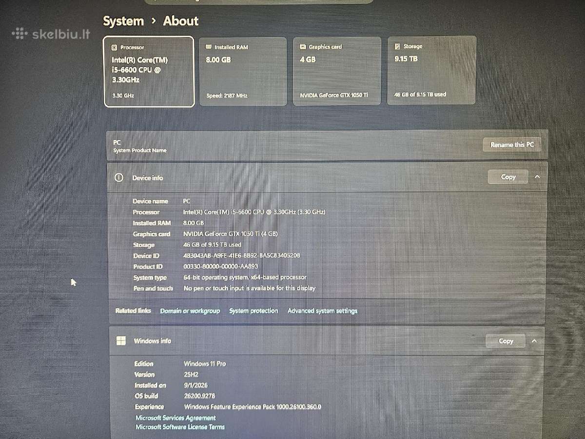 Kompiuteris i5, Geforce Gtx 1050ti, SSD, 10tb HDD - nuotraukos Nr. 7