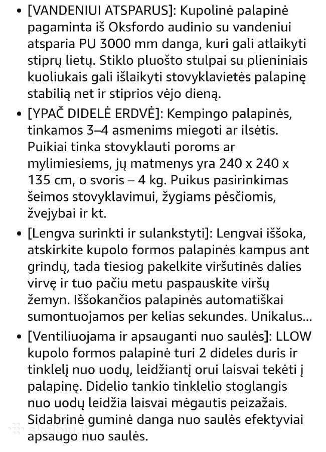 Sulankstoma stovyklavimo palapinė Dameco - nuotraukos Nr. 4