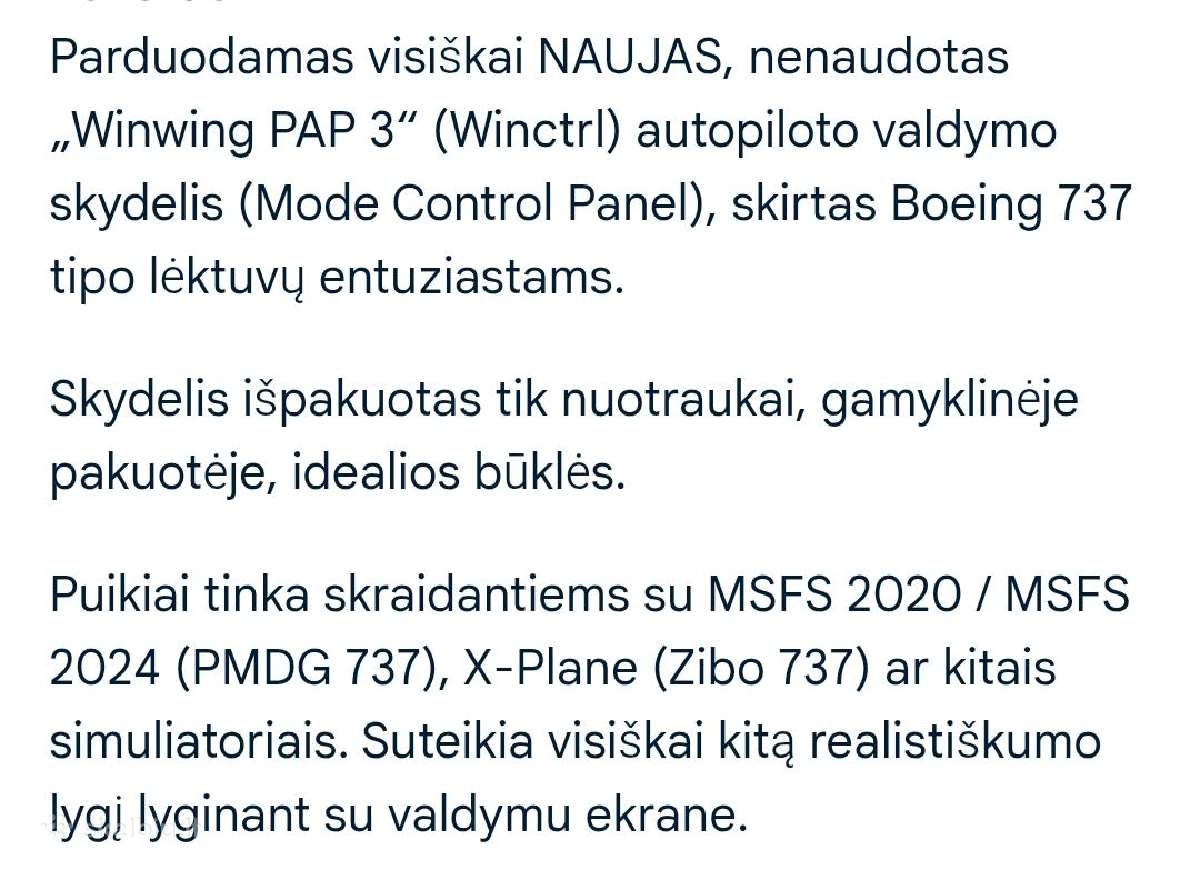 Winwing pap 3 autopiloto valdymo skydelis - nuotraukos Nr. 2