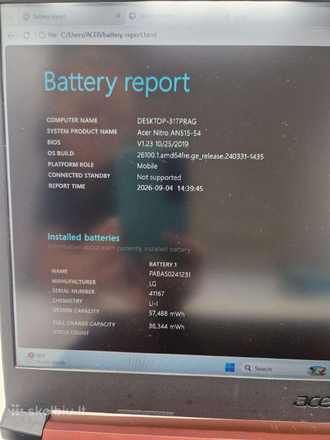 Acer Nitro5 An515-54/i5-9300h/16gb/512ssd - nuotraukos Nr. 6