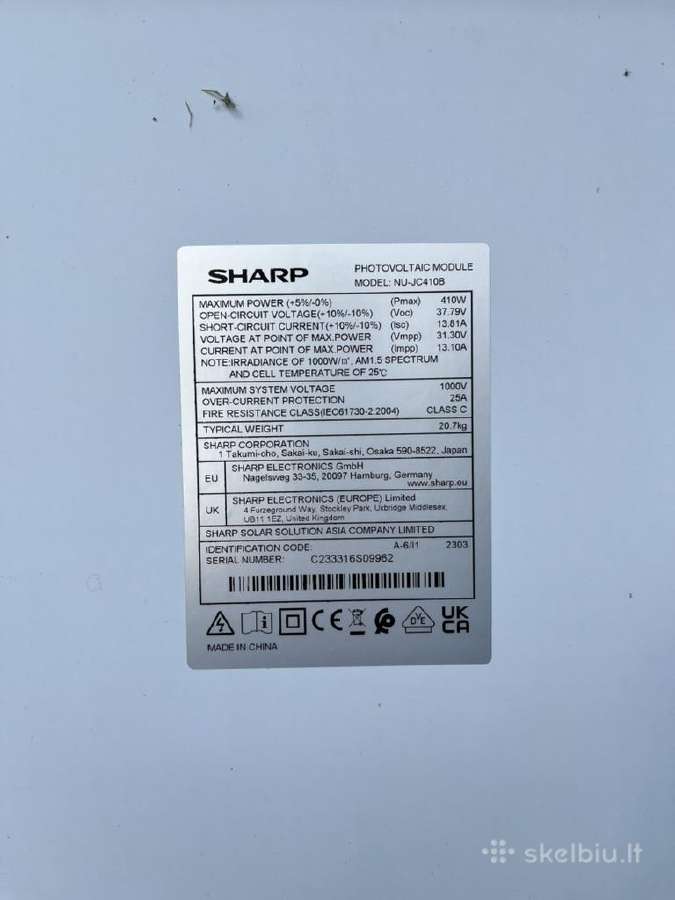 Naudotas saulės modulis Sharp 410w - nuotraukos Nr. 2