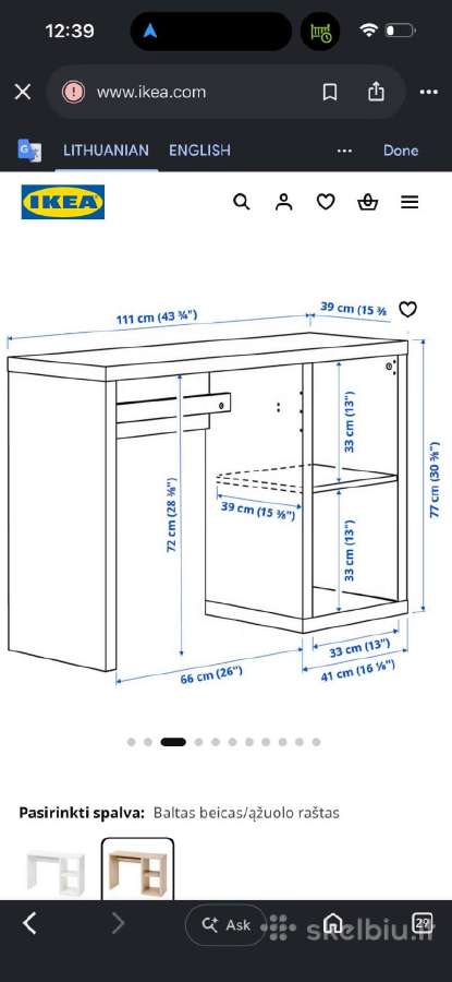 Ikea Kallax rašomasis stalas - nuotraukos Nr. 2