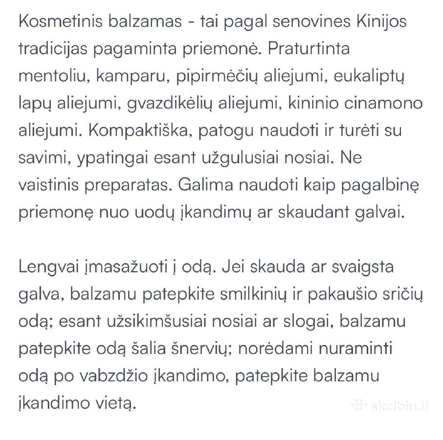 Odos bazlamas po įkandimų, nuo slogos ir skausmo - nuotraukos Nr. 2