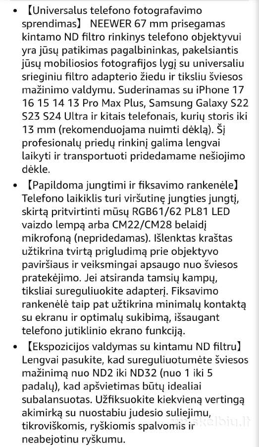 Neewer 67mm objektyvo filtras - nuotraukos Nr. 4