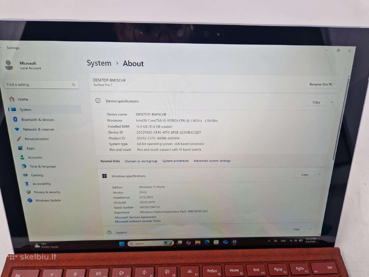 Microsoft Surface Pro 7/ i5-1035g4/16gb/256ssd - nuotraukos Nr. 8
