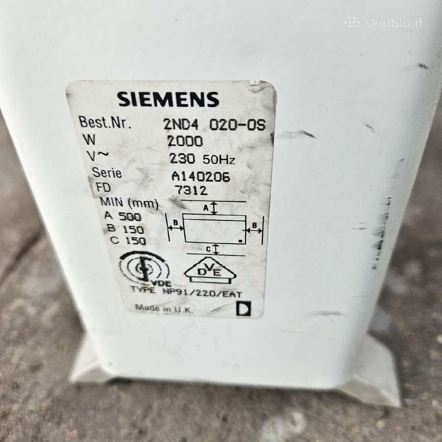 Parduodamas Elektrinis Pastat. Šildytuvas Siemens - nuotraukos Nr. 3