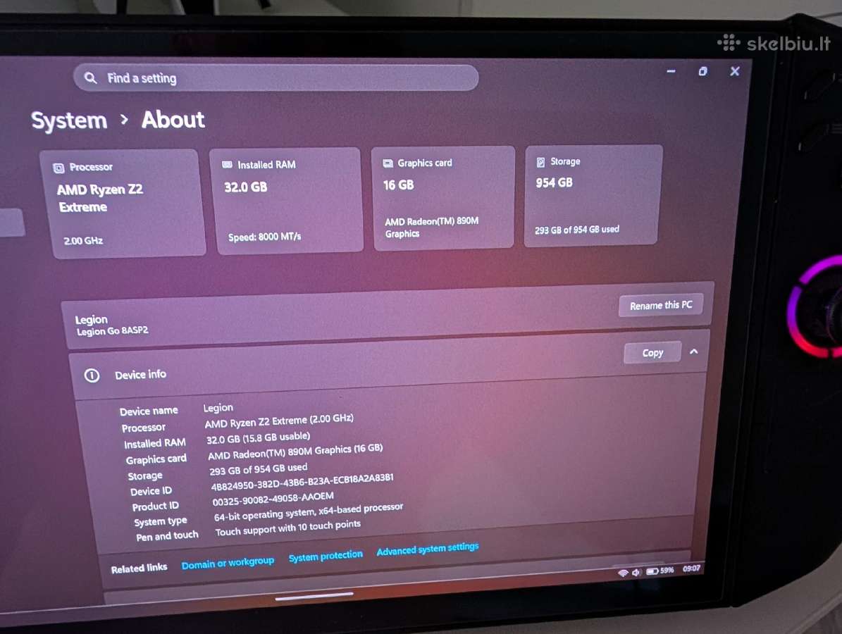 Lenovo Legion Go 2 Z2 Extreme 32gb RAM - nuotraukos Nr. 3