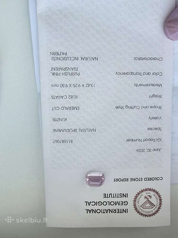 Brangakmenis Kunzite 10.82 ct - nuotraukos Nr. 6