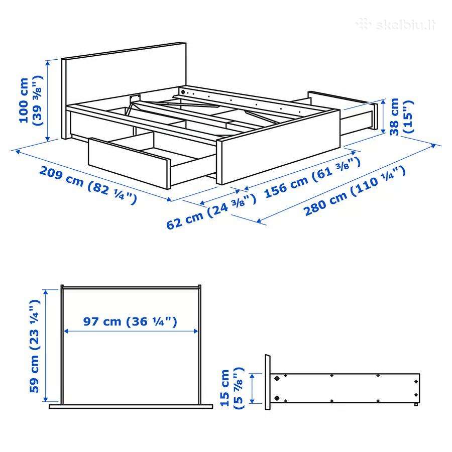 Ikea Malm lova 140x200cm - nuotraukos Nr. 7