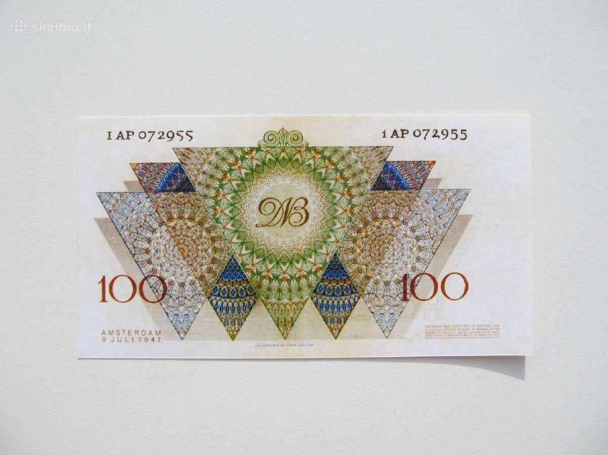 100 guldenu , Nyderlandai , 1947 - nuotraukos Nr. 2