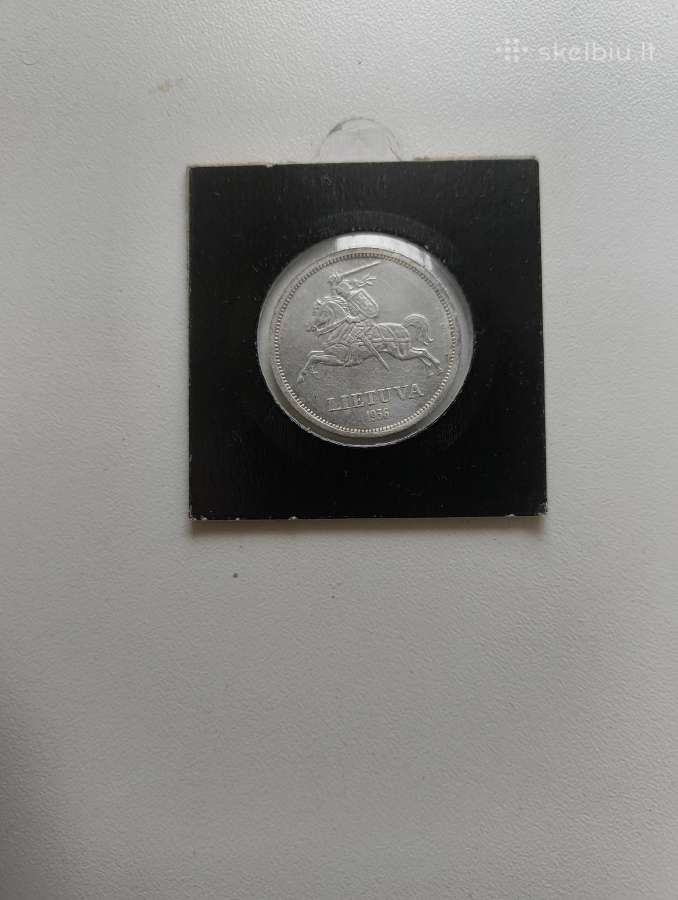 5 Litai 1936 m. Apyvartinio Stovio Sidabrinė Monet - nuotraukos Nr. 2