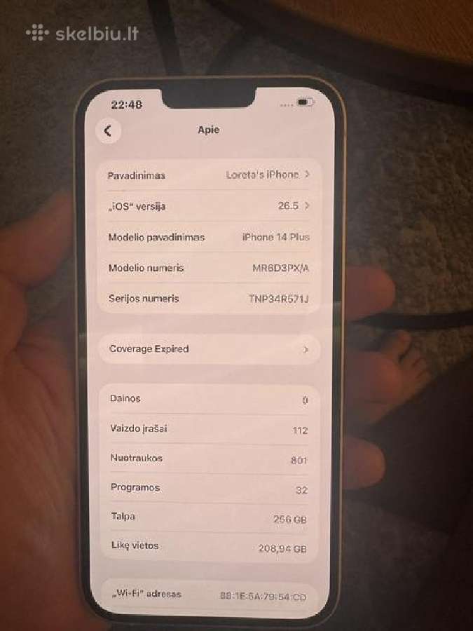 iPhone 14 Plus 256gb, Baterija 91 - nuotraukos Nr. 3