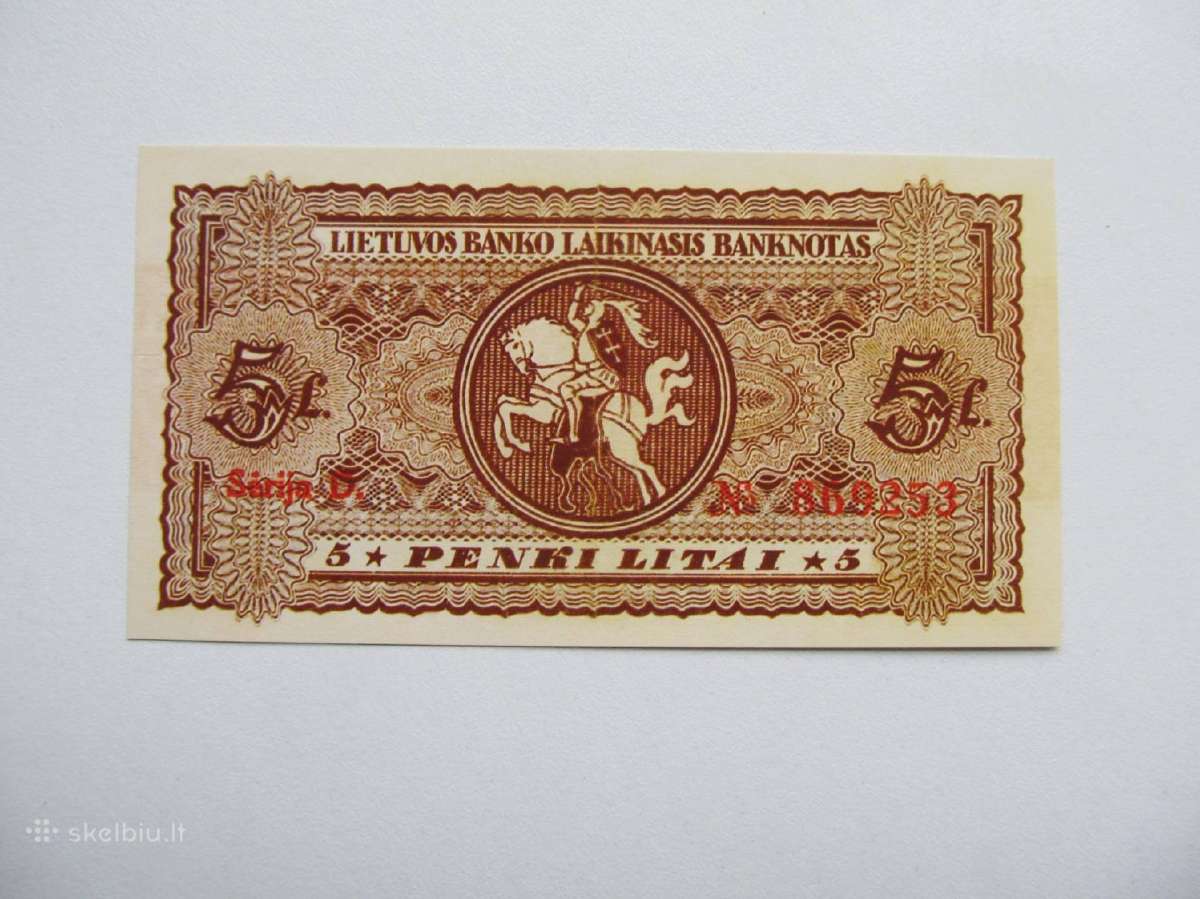 5 litai , Lietuva , 1922 rugsėjis - nuotraukos Nr. 2
