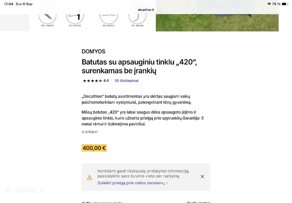 Parduodamas Batutas su apsauginiu tinklu 4,2 m - nuotraukos Nr. 5