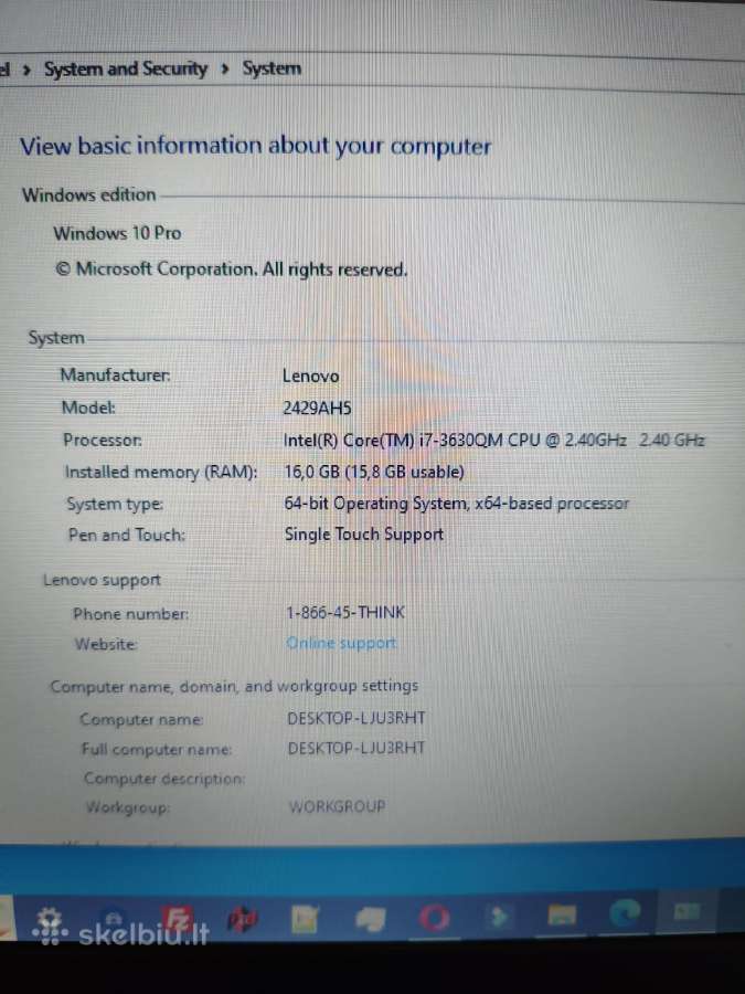 Lenovo Thinkpad t530 i7-16gb-256ssd - nuotraukos Nr. 3