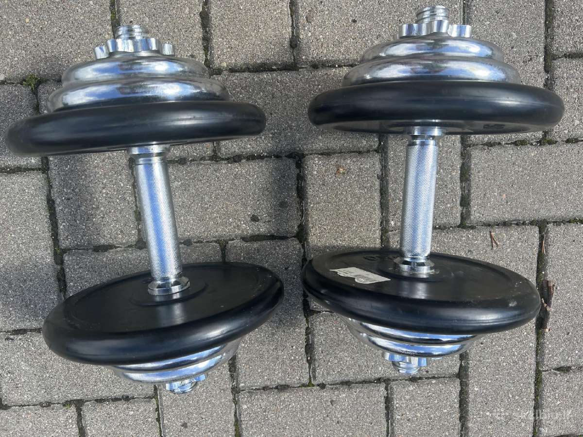 Hanteliai 2x20kg metaliniai, surenkami - nuotraukos Nr. 2