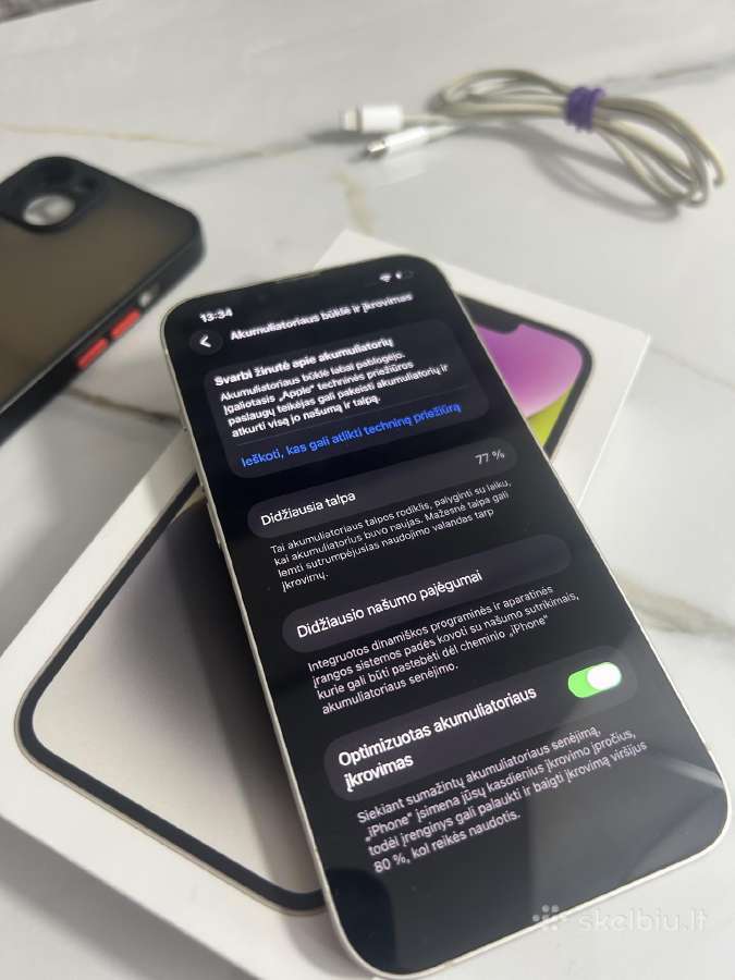iPhone 14 128gb 77% White - nuotraukos Nr. 9