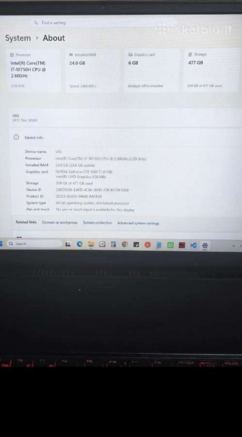 Msi Gf75 1660ti + 24ram - nuotraukos Nr. 2
