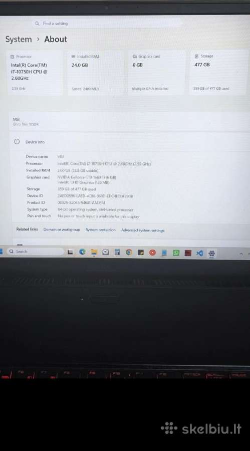 Msi Gf75 1660ti + 24ram - nuotraukos Nr. 5