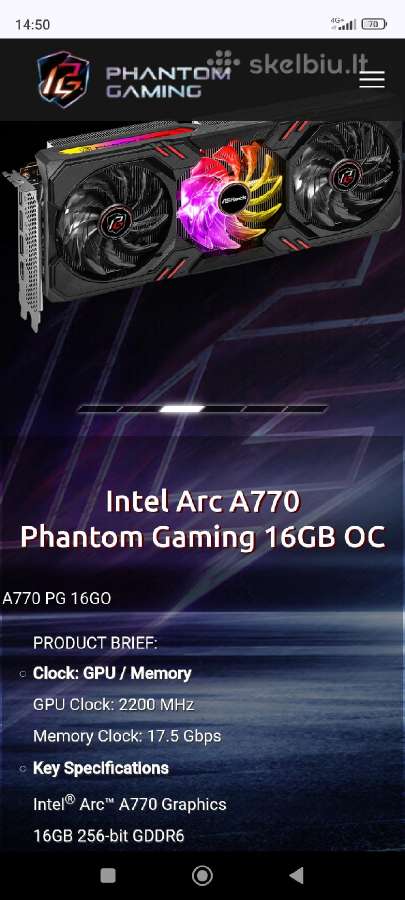 Intel Arc A770 16 GB - nuotraukos Nr. 8