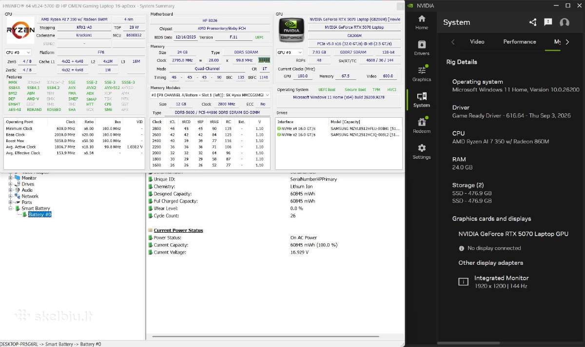 Hp Omen 16 Ryzen Ai 7 350, Rtx 5070 - nuotraukos Nr. 5