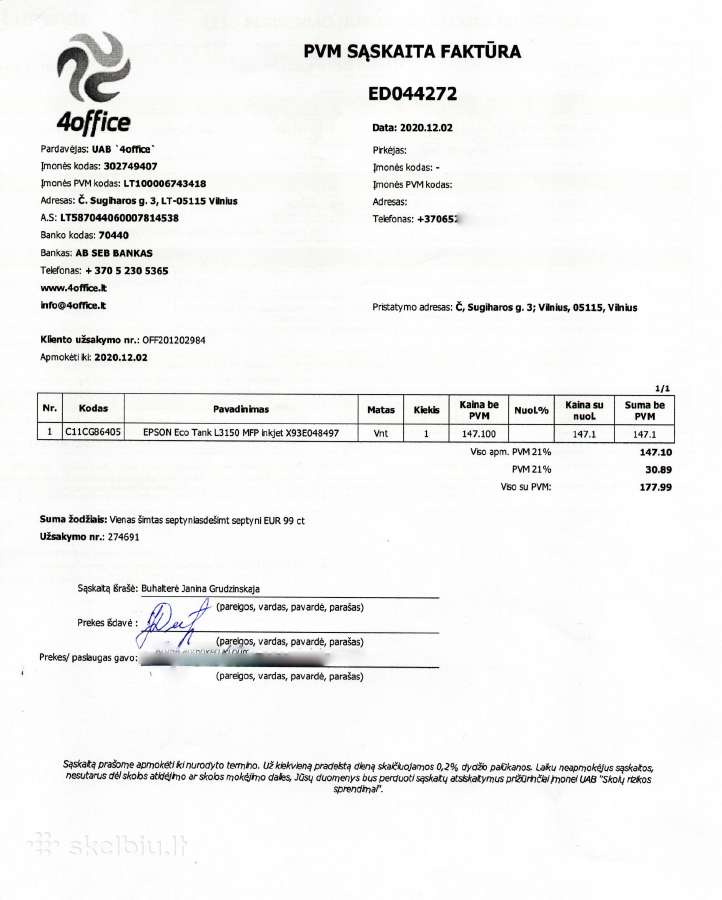 Epson L3150 – puikios būklės, su WiFi + dovana - nuotraukos Nr. 11