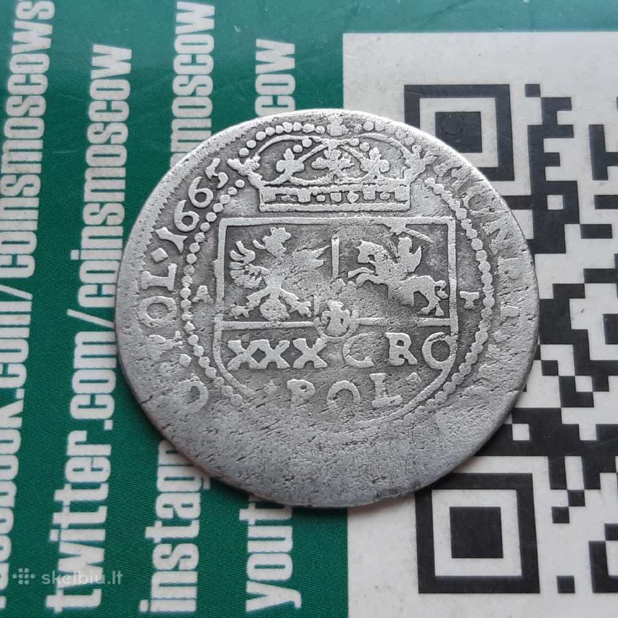 Lenkija 30 grošų sidabras 1665 - nuotraukos Nr. 2