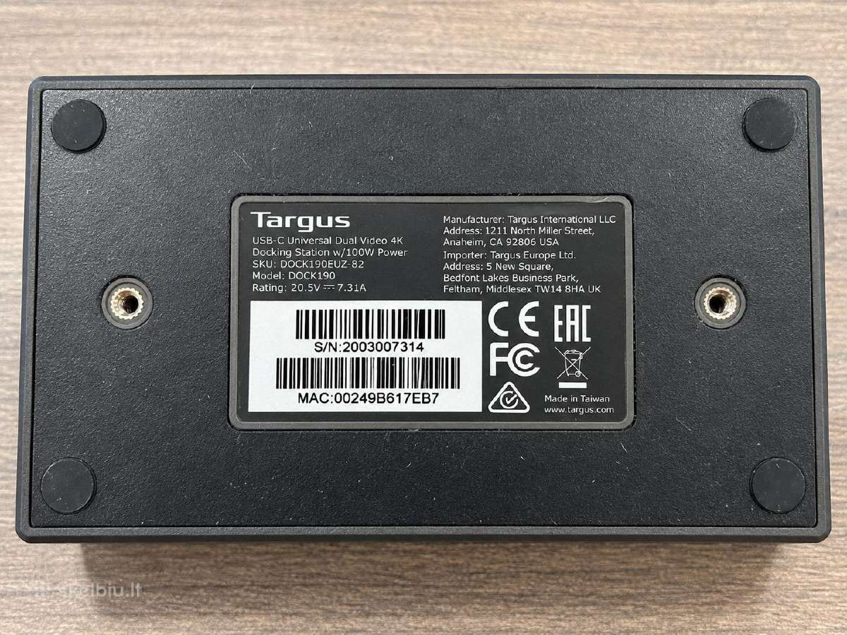 Targus Dock190 Usb-c Dual 4k 100w dokavimo stotelė - nuotraukos Nr. 4