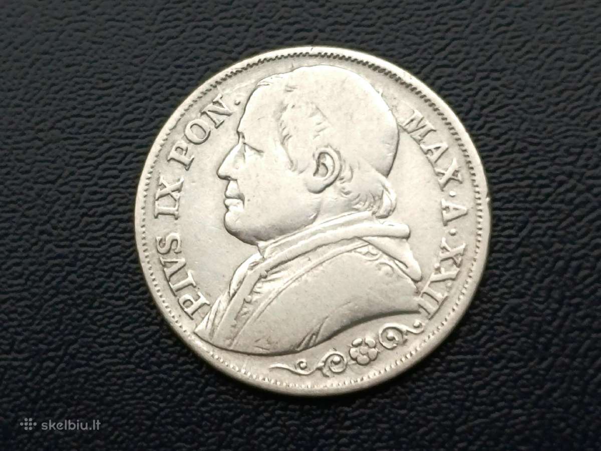2 liros 1867m. Vatikanas sidabras - nuotraukos Nr. 2