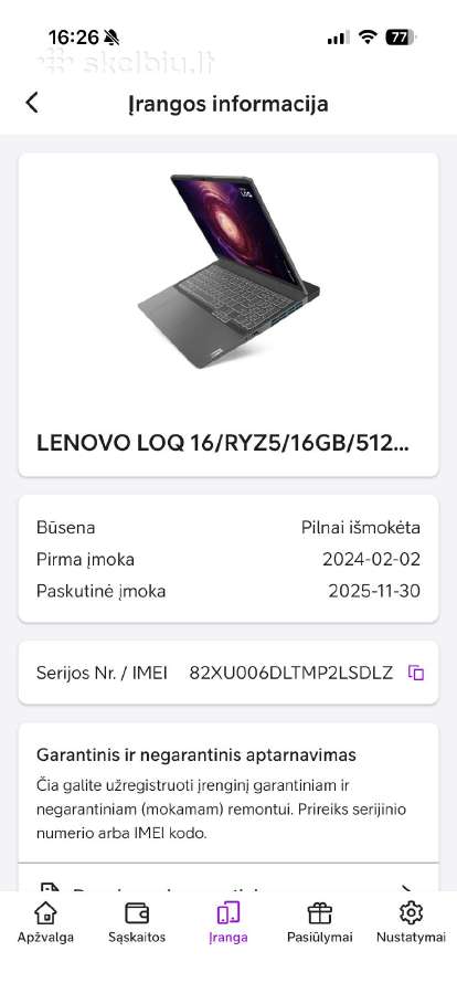 Lenovo Loq 16 gaming laptopas - nuotraukos Nr. 8