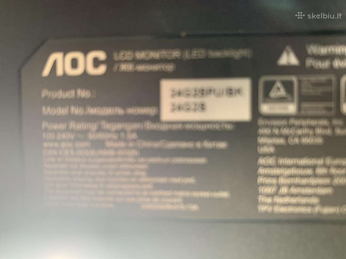 Parduoodamas Aoc 24g2spu/bk 23.8" 165hz monitorius - nuotraukos Nr. 6