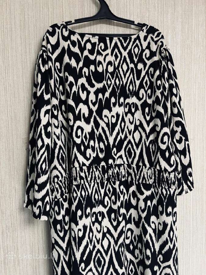 Juodai balta raštuota midi suknelė 5xl - nuotraukos Nr. 6