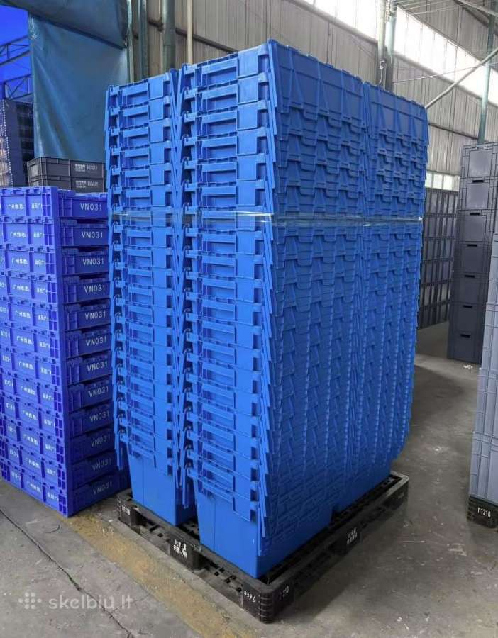 Naujos plastikinės dėžės 67l su dangčiu 60x40x35.5 - nuotraukos Nr. 3