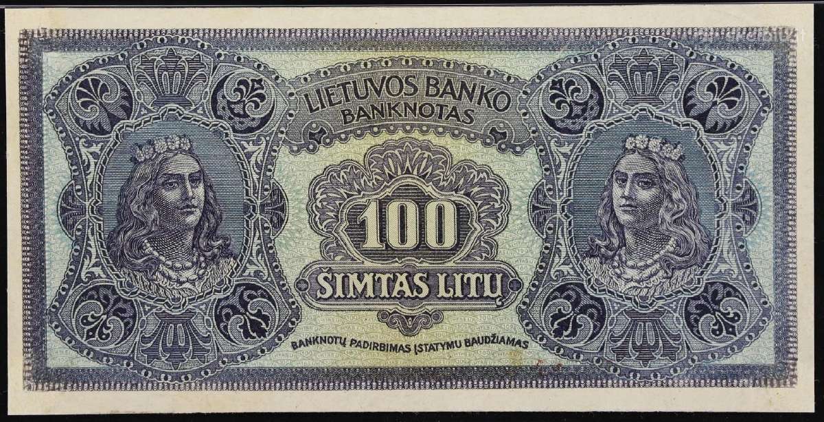 1922 M. 100 Litų Pavyzdys Bevertis - nuotraukos Nr. 2