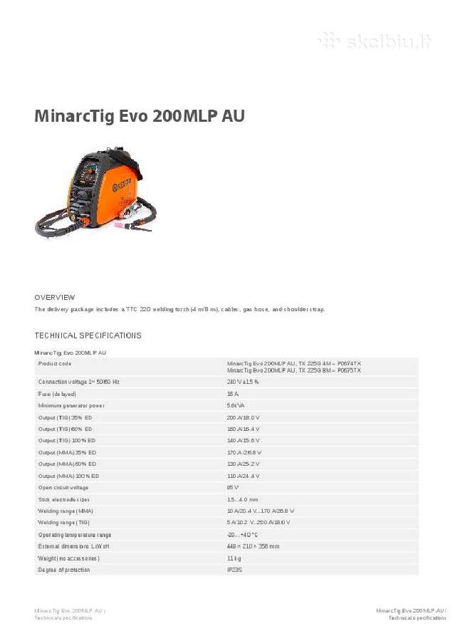 Suvirinimo aparatas Kempii Minarctig EVO 200mlp - nuotraukos Nr. 6