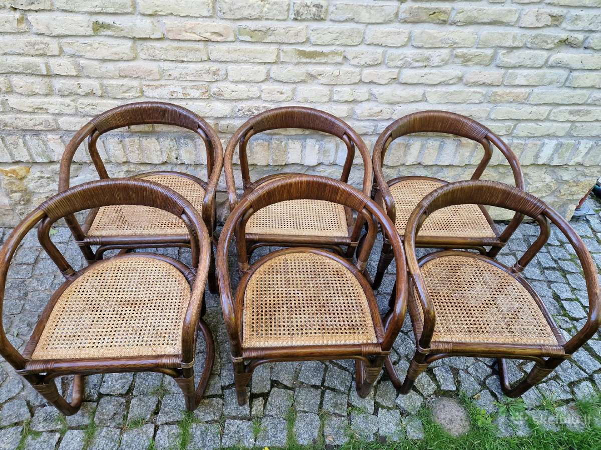 Vintažinės mid century ratango kėdės - nuotraukos Nr. 2