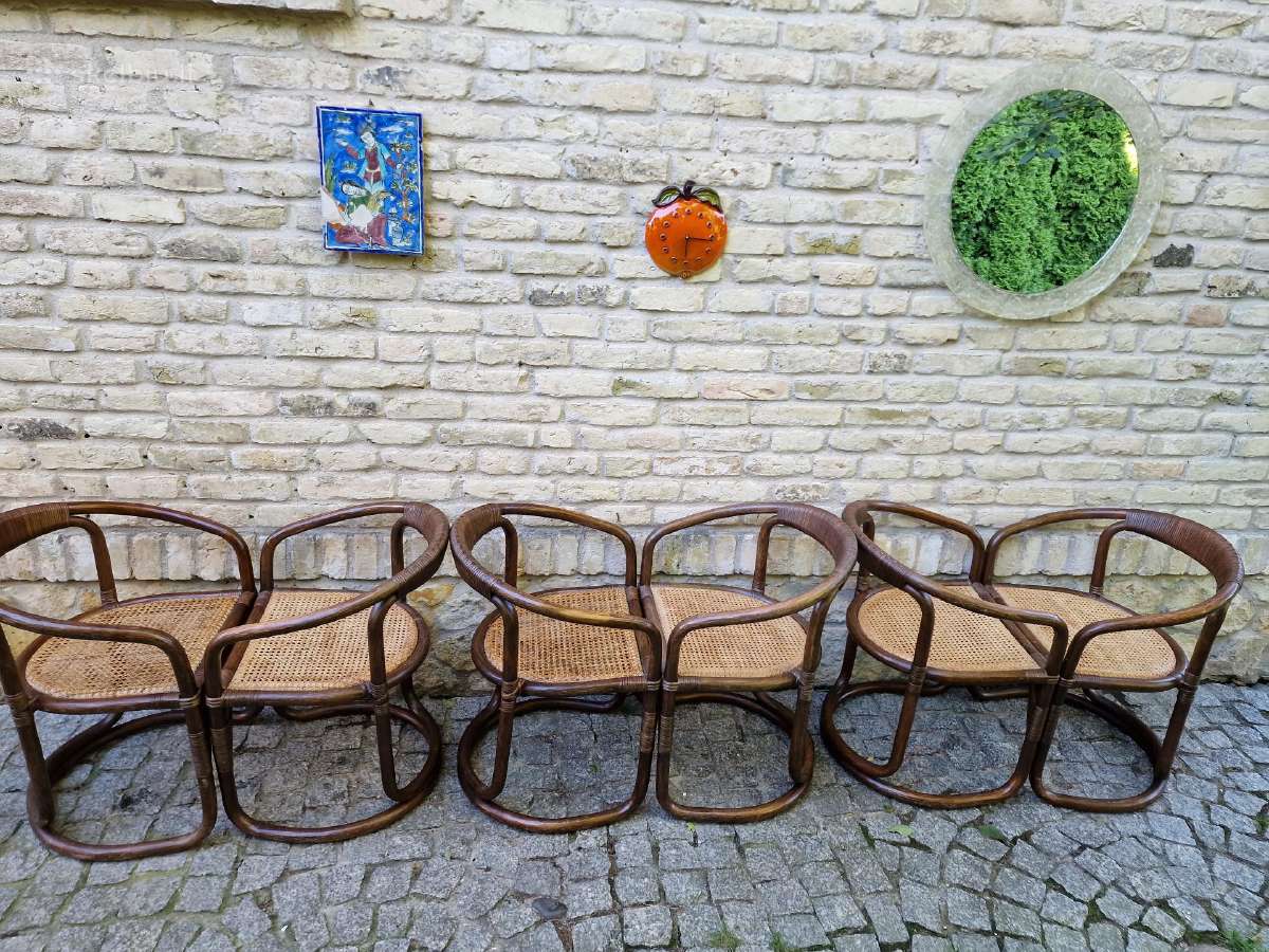 Vintažinės mid century ratango kėdės - nuotraukos Nr. 3