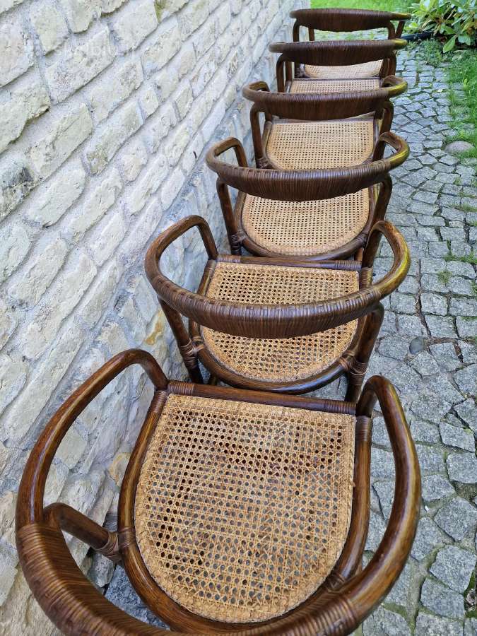 Vintažinės mid century ratango kėdės - nuotraukos Nr. 6
