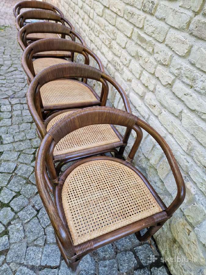 Vintažinės mid century ratango kėdės - nuotraukos Nr. 7