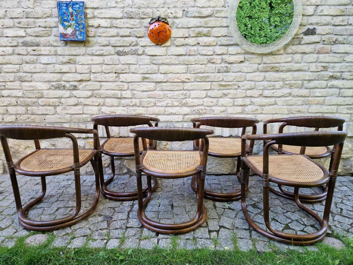Vintažinės mid century ratango kėdės - nuotraukos Nr. 9